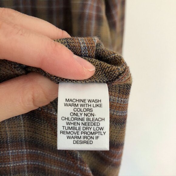 NEW NWT ROUNDTREE YORKE Mens Tan Brown Blue White Navy Plaid Cotton Button Down - Picture 7 of 10